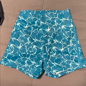 Blue Water Patterned Athletic Shorts